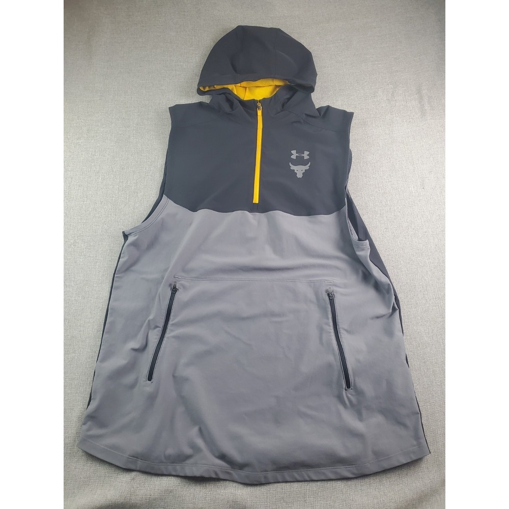 Under Armour Hooded Tank Mens XXL Heat Gear The Rock Fitted Athletic Workout